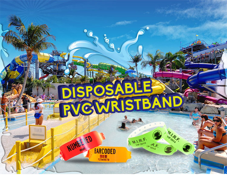 Waterproof Disposable PVC Wristband for Amusement Park