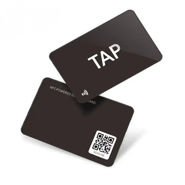 بطاقة أعمال رقمية NTAG 215 NTAG 216 NFC باللون الأسود غير اللامع لوسائل التواصل الاجتماعي
