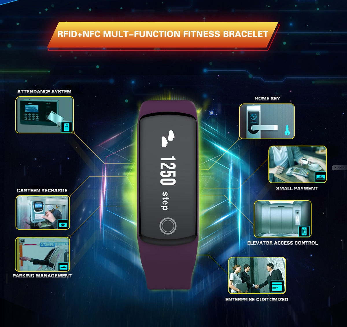 أساور اللياقة البدنية NFC متعددة الوظائف