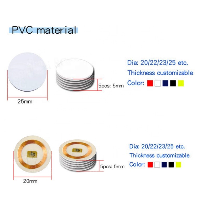 بطاقة RFID PVC بيضاء مستديرة 125 كيلو هرتز TK4100 EM4305