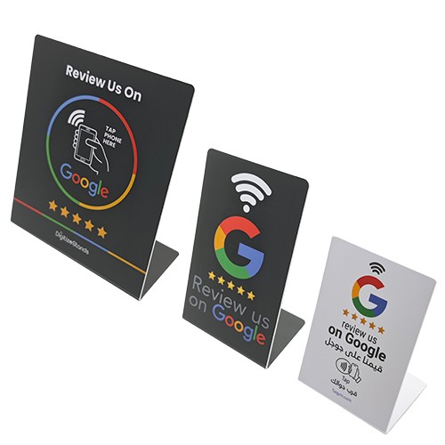 حامل سطح مكتب NFC مصنوع من مادة الأكريليك PVC المخصصة NTAG213 215 216 مراجعة جوجل حامل قائمة NFC