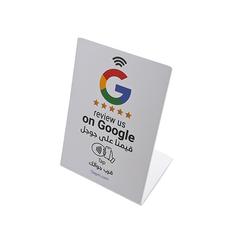 حامل سطح مكتب NFC مصنوع من مادة الأكريليك PVC المخصصة NTAG213 215 216 مراجعة جوجل حامل قائمة NFC