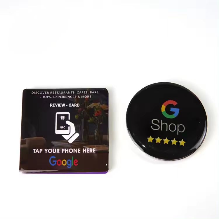 بطاقات مراجعة جوجل NFC مطبوعة حسب الطلب، علامة قائمة طعام إيبوكسي Rfid لطلب قائمة المطعم
