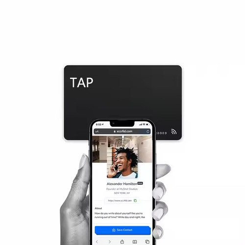 بطاقة NFC سوداء غير لامعة من مادة PVC قابلة للطباعة مخصصة لوسائل التواصل الاجتماعي بتقنية RFID للأعمال