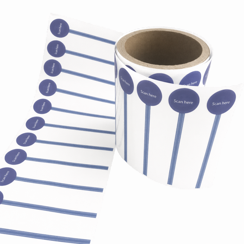 custom printed NFC sticker labels in roll packaging