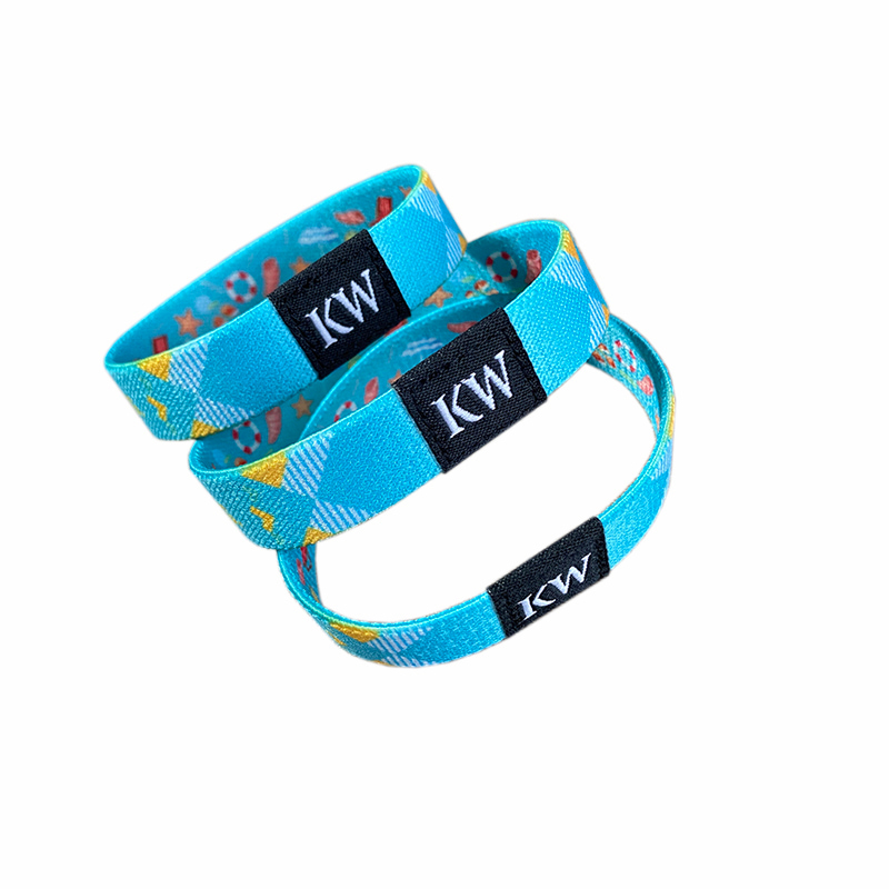 Custom RFID NFC elastic fabric wristbands with full-color logo printing