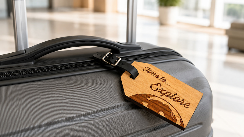 wooden NFC luggage tag