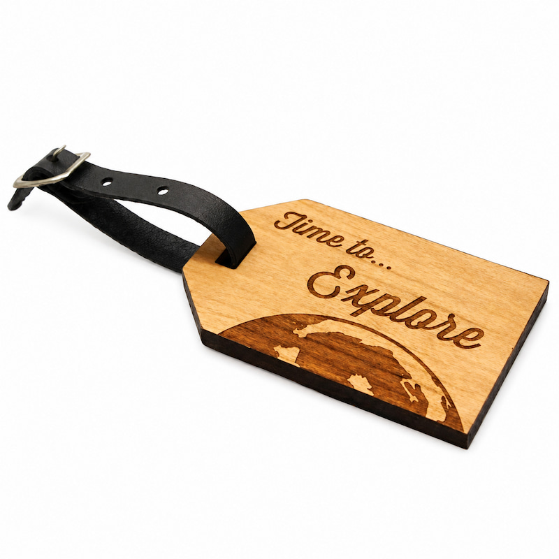 personalized wooden luggage tag