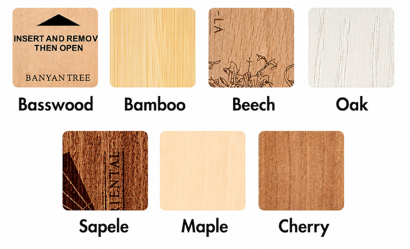 Bamboo black walnut cherry maple and sapele wooden RFID card material options