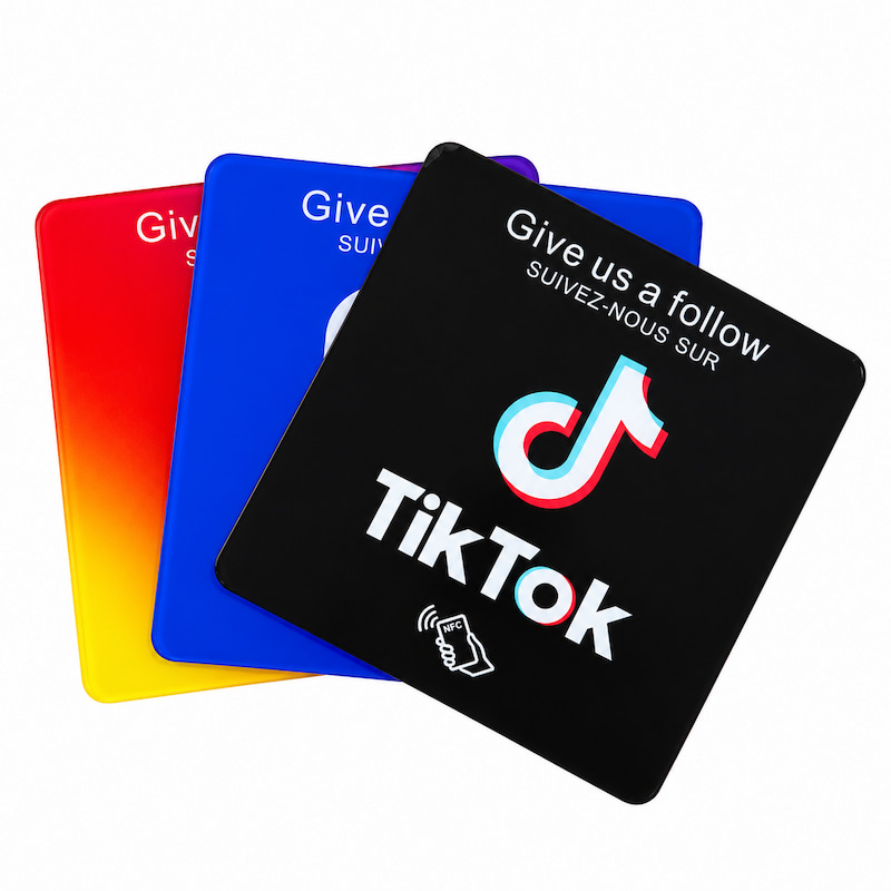 Instagram, Facebook and TikTok acrylic NFC social media plaques